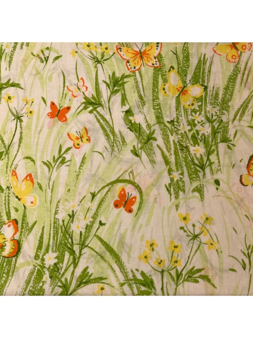 Vintage Butterfly Green And Yellow Floral Pillowcase Set of 2 King Size